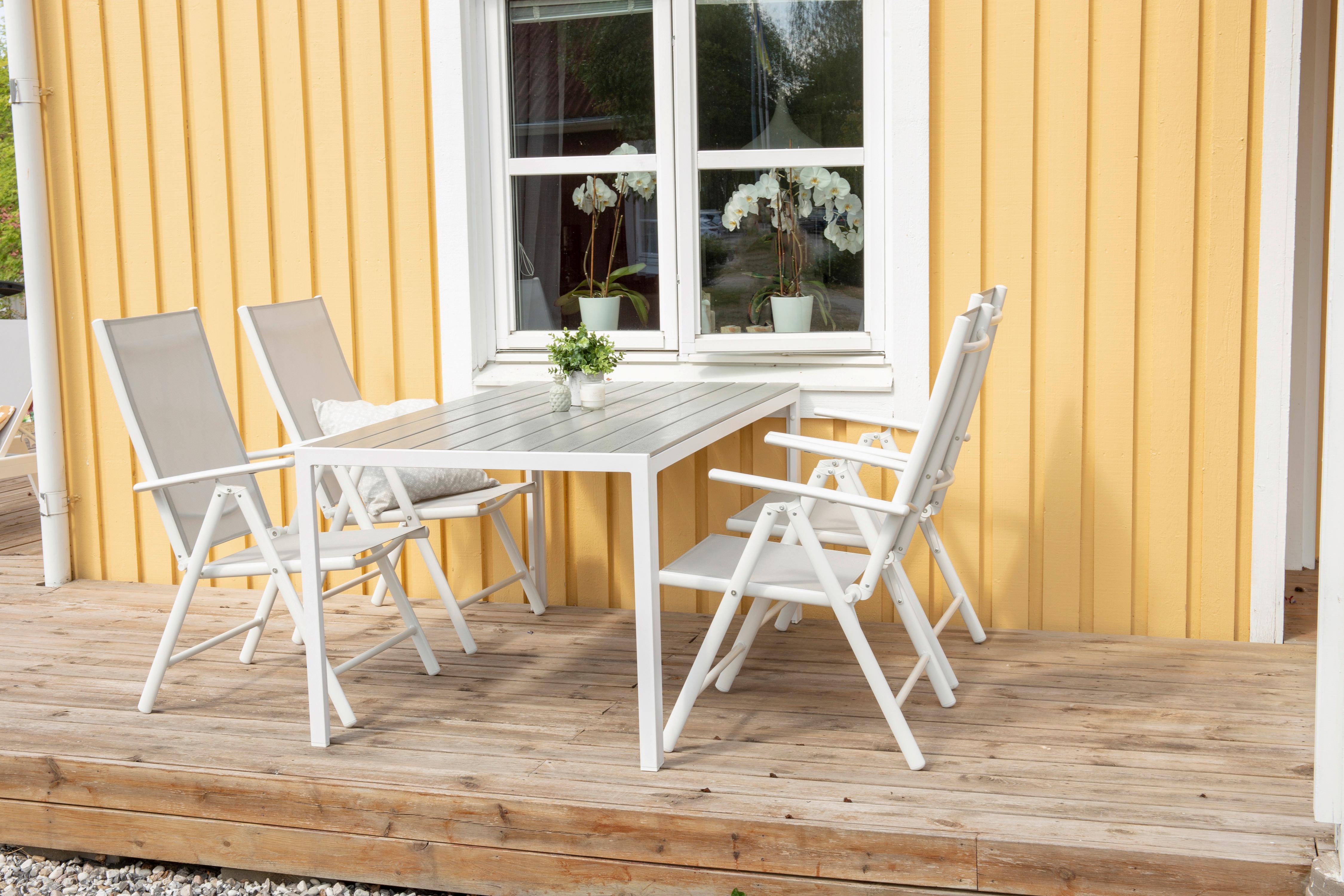 Gartensessel-set 2-tlg. Break Metall/textil - Weiß/Grau, KONVENTIONELL, Textil/Metall (55/108/62cm) - Gardenson