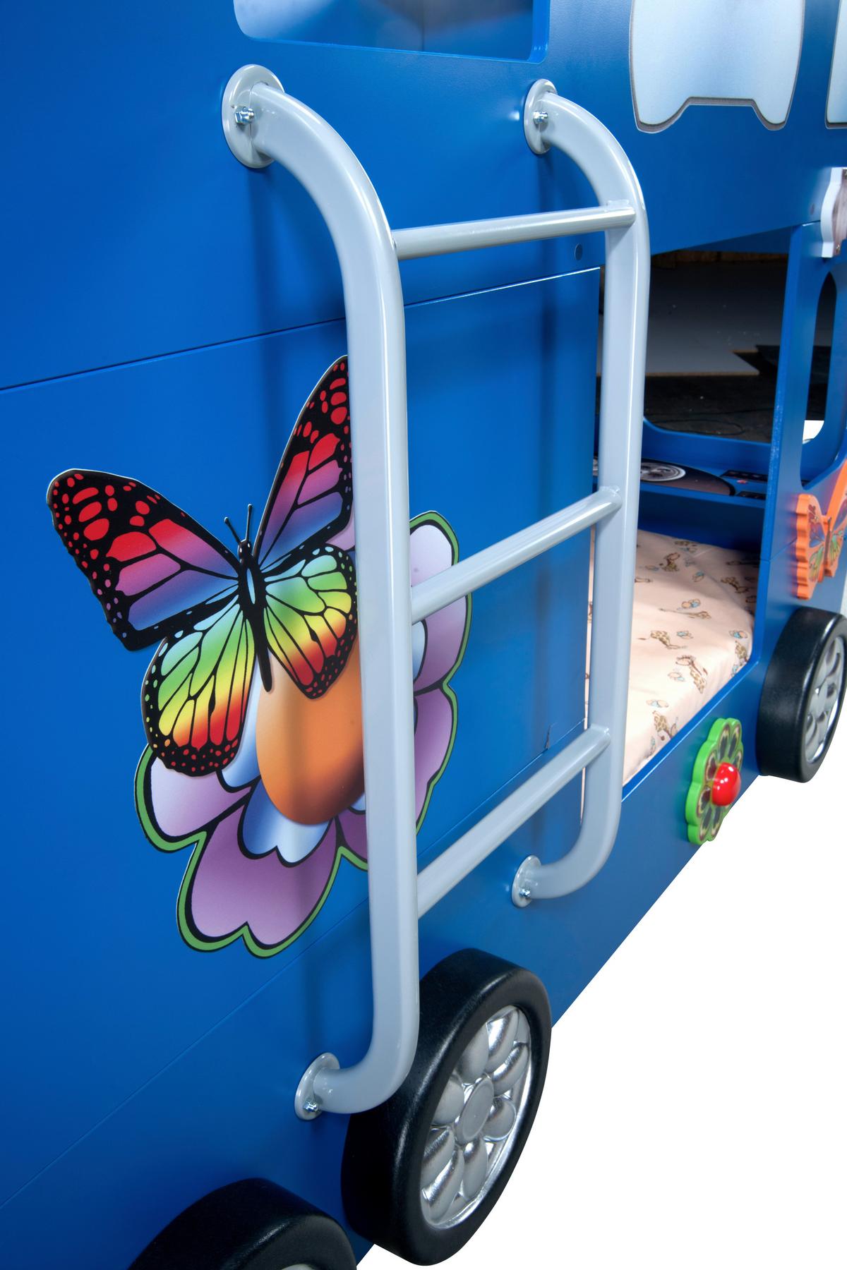 Autobett Happybus Doppeldecker Blau - Blau/Weiß, LIFESTYLE, Holz/Holzwerkstoff (90/190cm) - Livetastic