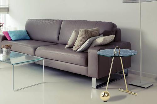Príručný stolík JAN - čierna/zlatá, Basics, kov/sklo (46/60cm)