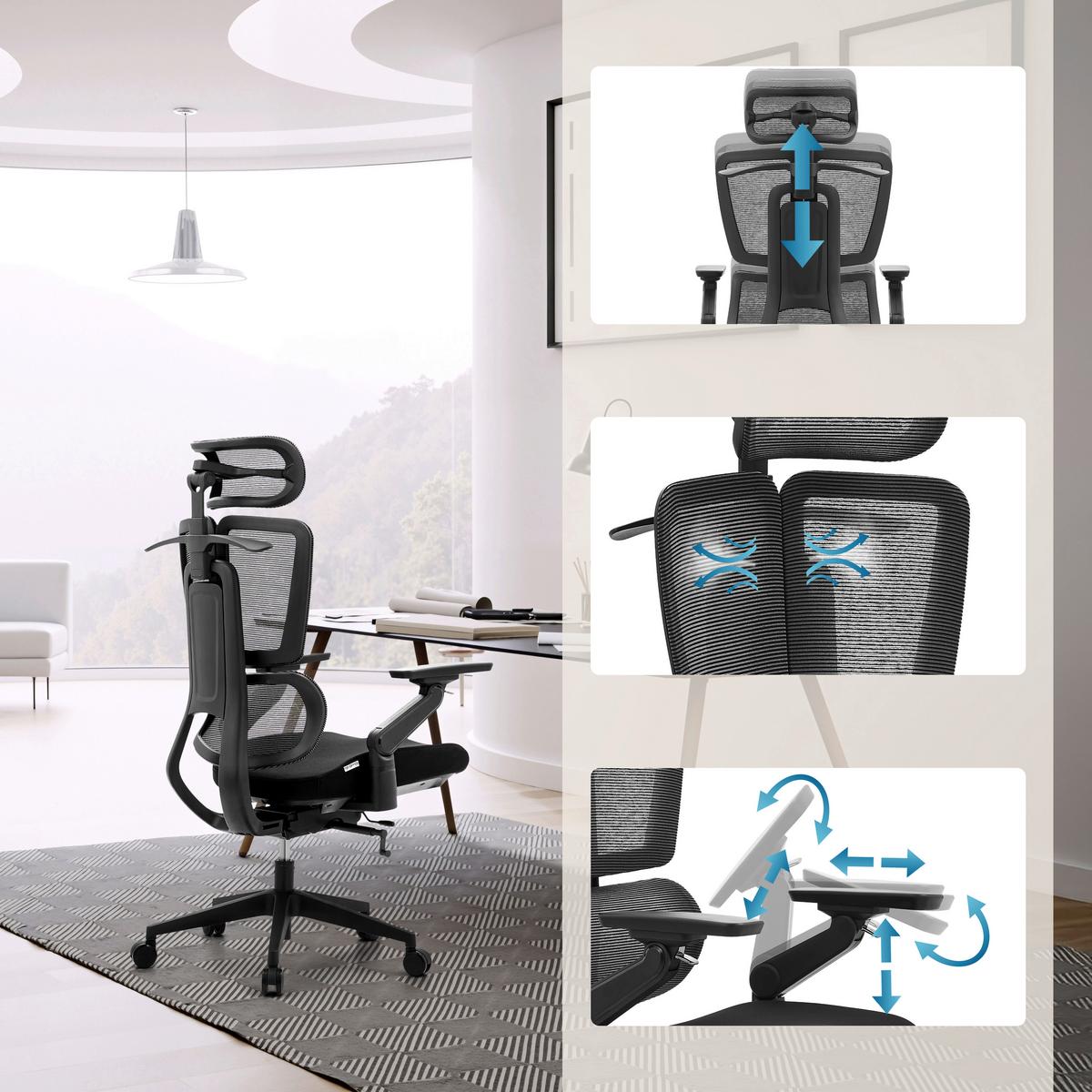 DREHSTUHL Ergo U2 Flex Schwarz B: 68cm - Schwarz, MODERN, Kunststoff/Textil (68/140/67cm) - MID.YOU