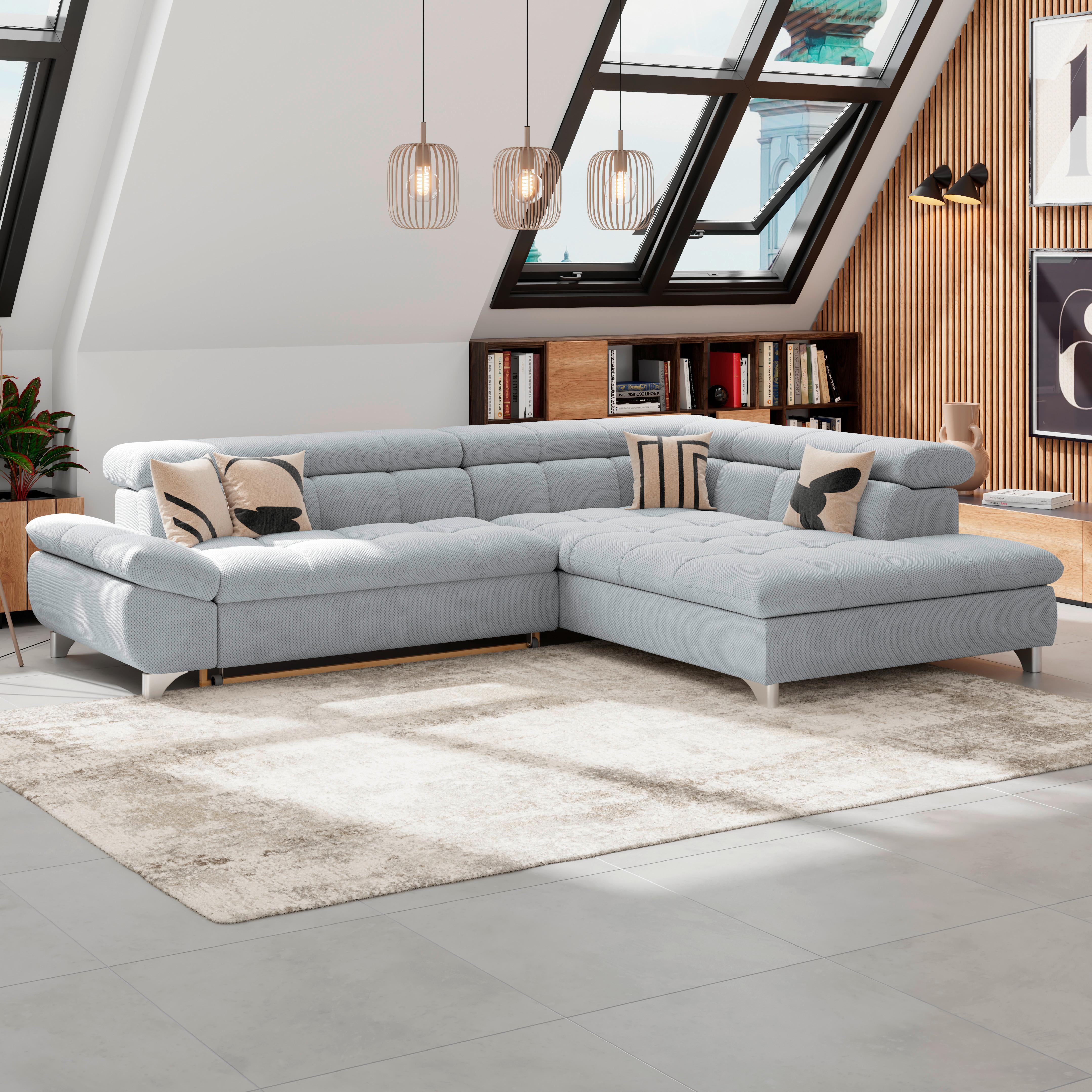 Ecksofa Gemini Grau, B: 312cm - Chromfarben/Grau, KONVENTIONELL, Textil (312/234cm)
