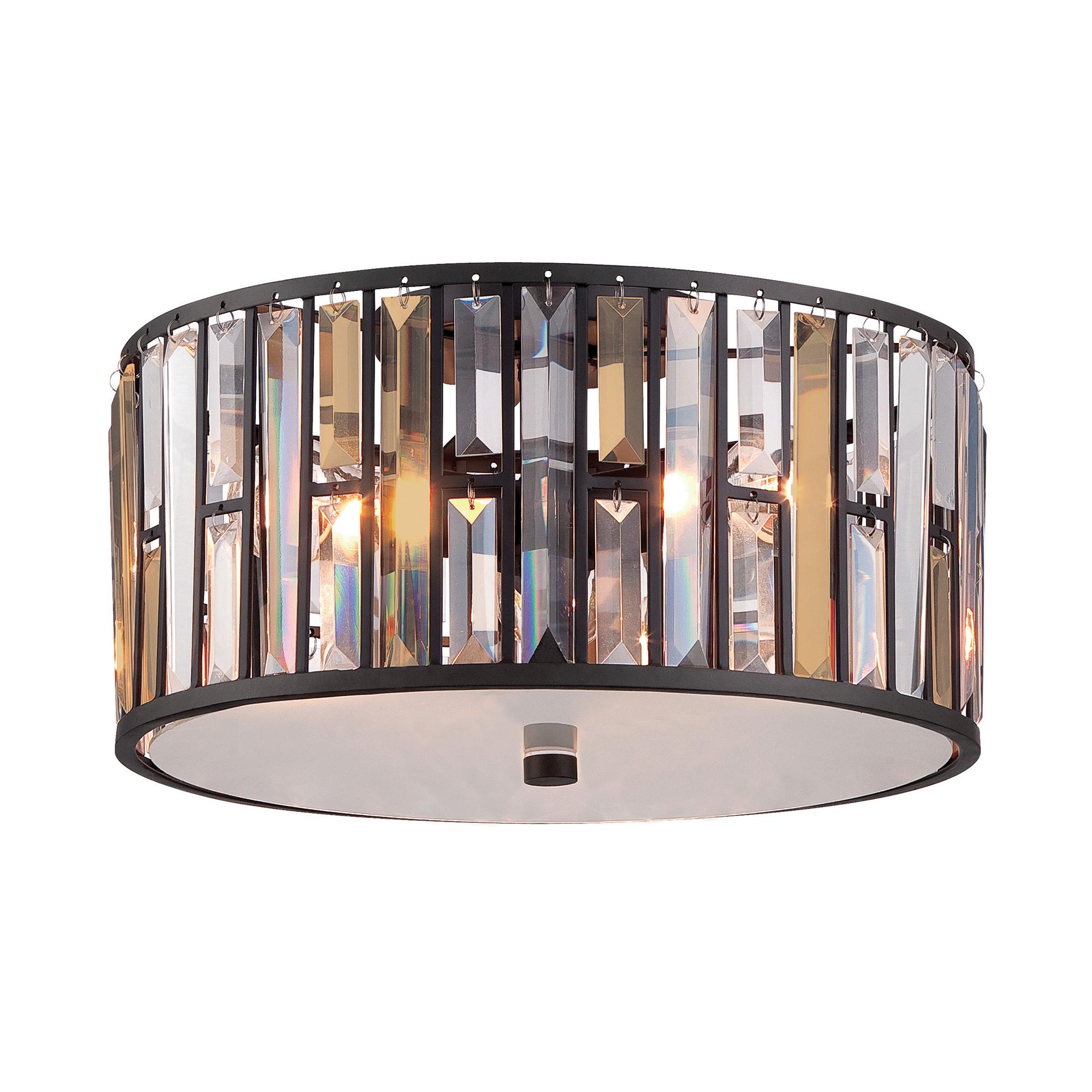 Deckenleuchte Gemma Ø 41,9 cm 3-flammig Vintage - Bronzefarben, Natur, Glas/Metall (41.9/23,5cm) - Elstead Lighting