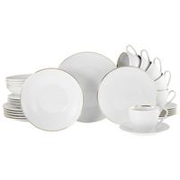 Kombiservice Valencia 30--Teilig, Weiß/goldfarben - Goldfarben/Weiß, Design, Keramik - Creatable