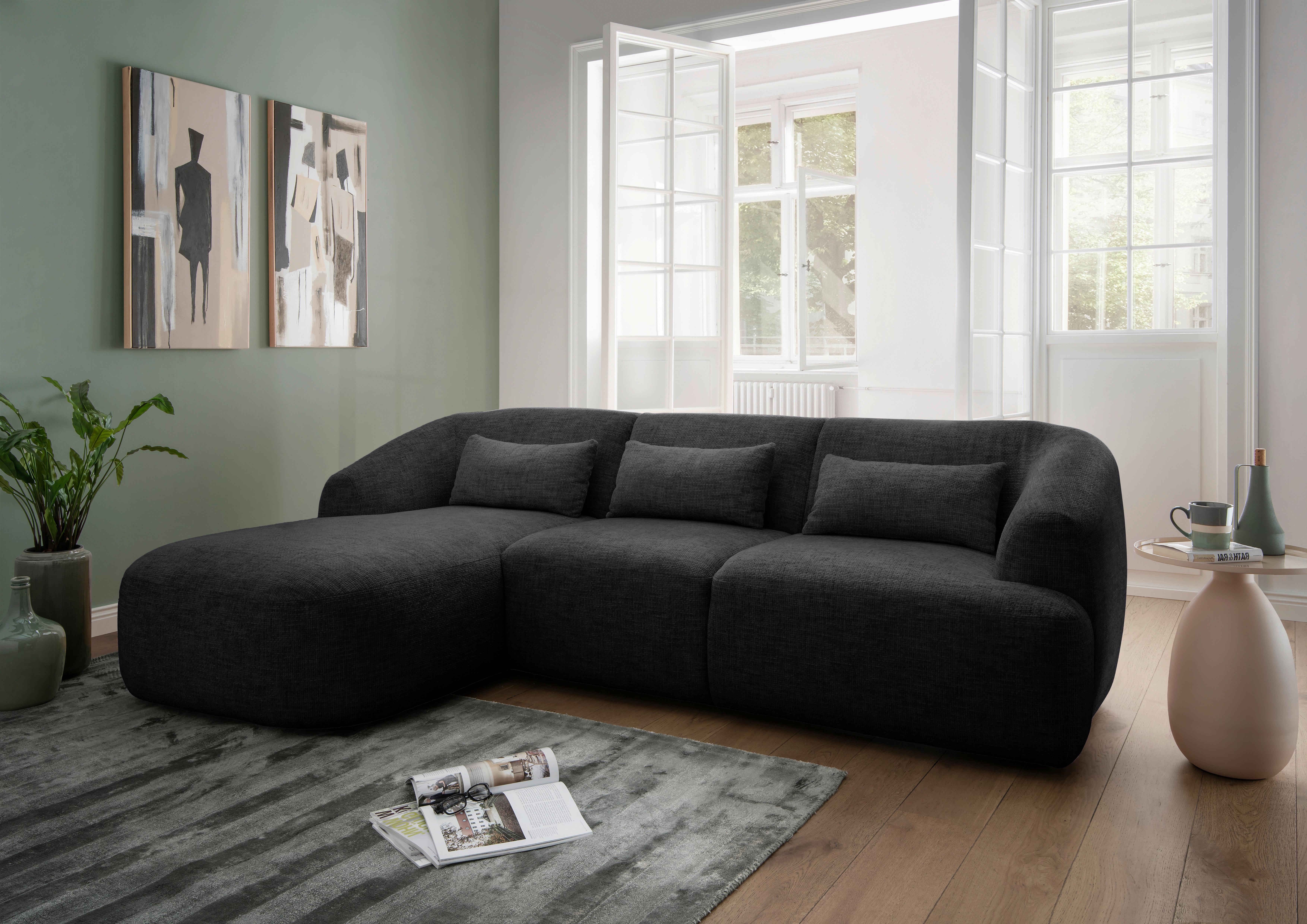 Ecksofa Caponi, Scwarz S: 160x256 Cm - Schwarz, MODERN, Textil (160/256cm) - Livetastic