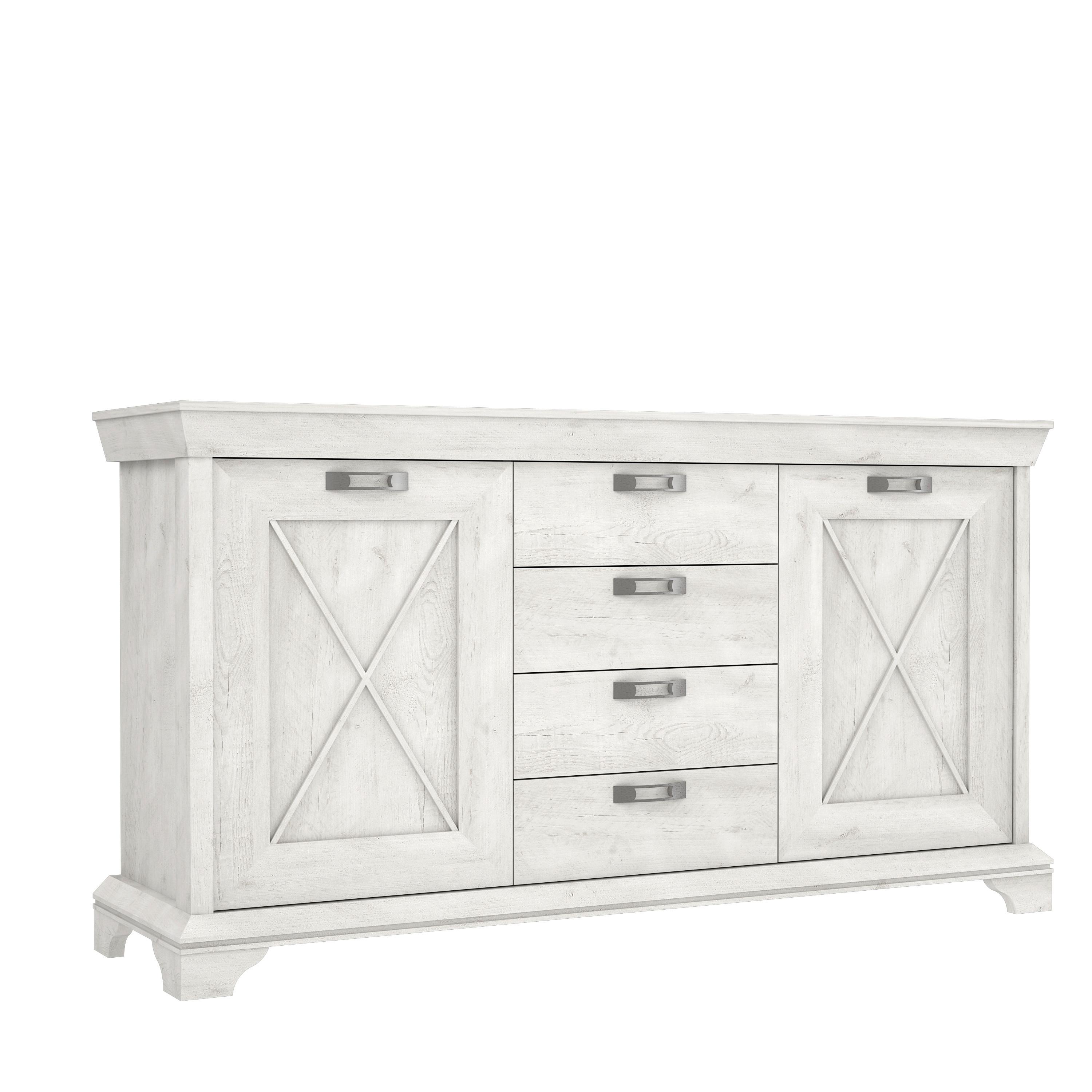 Sideboard B: 178,3 cm Kashmir, Pinienfarben/Weiß - Weiß/Pinienfarben, ROMANTIK / LANDHAUS, Holzwerkstoff/Kunststoff (178,3/95,9/48,2cm) - MID.YOU