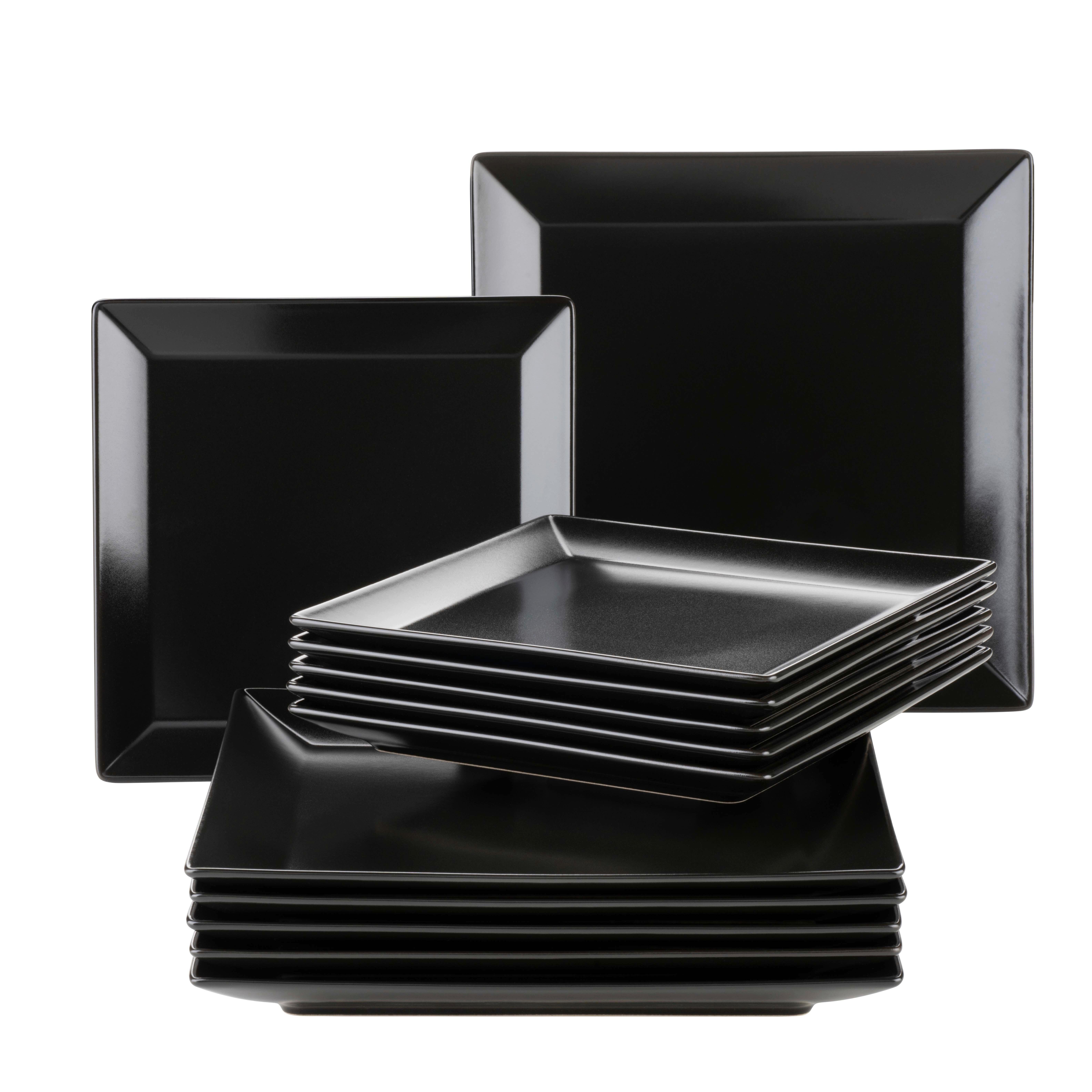 Tafelservice Manhattan City 6 Personen Geschirr Set - Schwarz Hochglanz, Basics, Keramik - Mäser