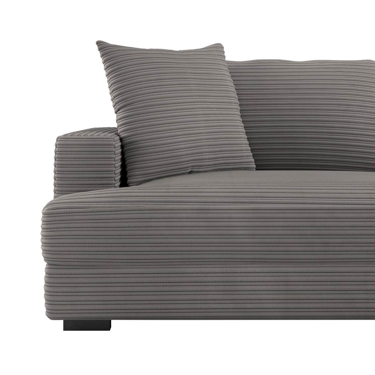 Big Sofa Pelle Mit Kissen B: 261 Cm Anthrazit - Wengefarben/Anthrazit, Trend, Textil (261/124cm) - Luca Bessoni