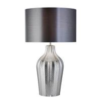 TISCHLEUCHTE EU3452SM CHEVRON - Chromfarben/Silberfarben, LIFESTYLE, Textil/Metall (31.5/31,5/52cm)
