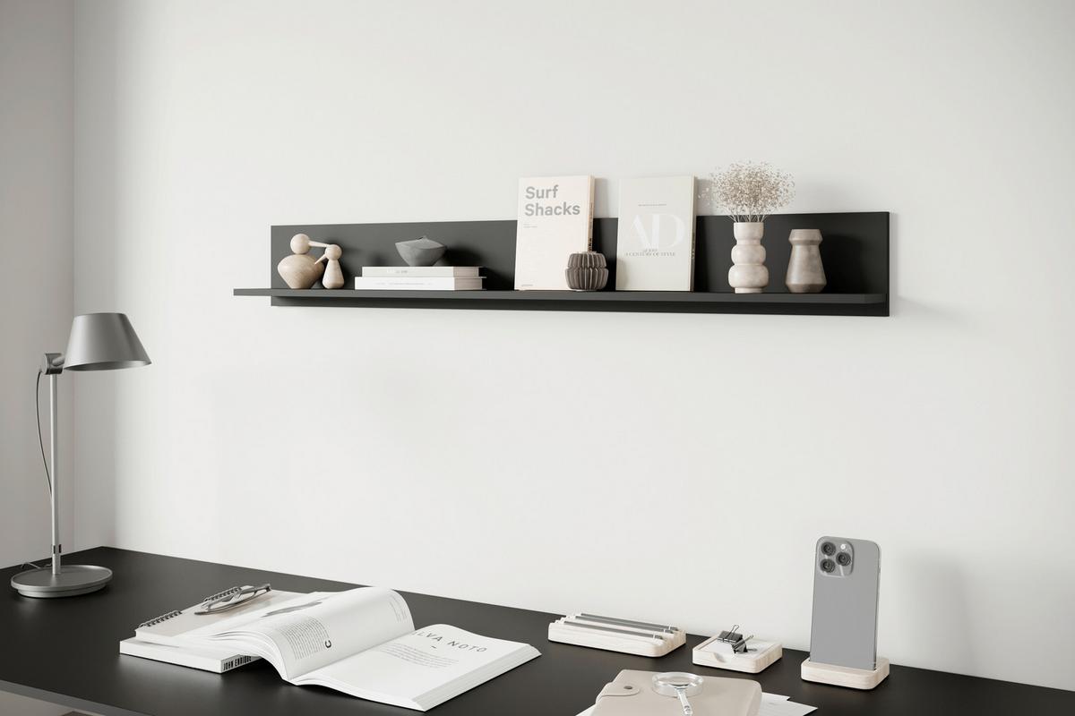 Wandboard Vera Schwarz B: 138,5cm - Schwarz, Design, Holzwerkstoff (138,5/18/12cm) - Livetastic