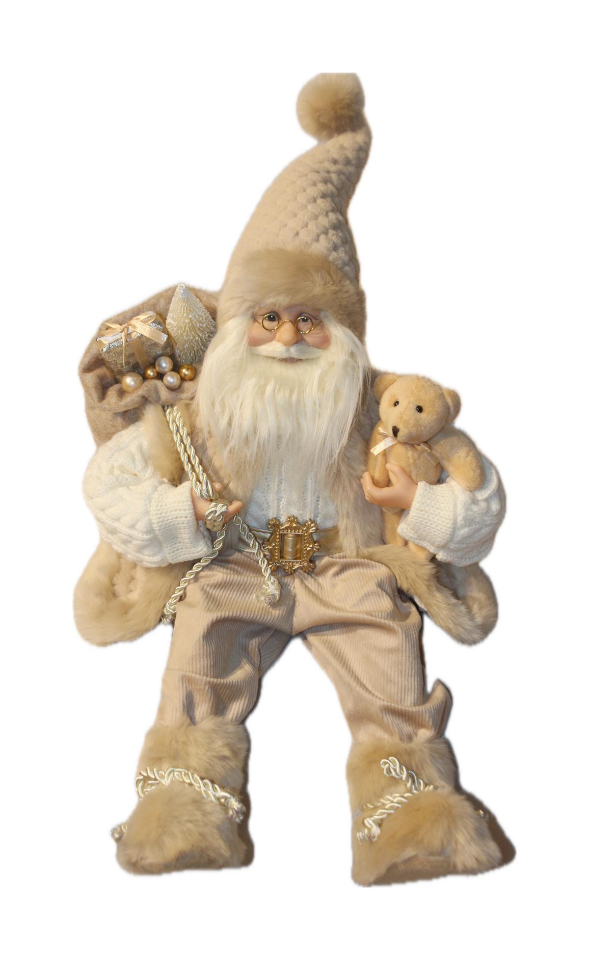 Weihnachtsmann Walther - Hellbraun/Beige, KONVENTIONELL, Kunststoff/Textil (21/12/50cm) - Luca Bessoni