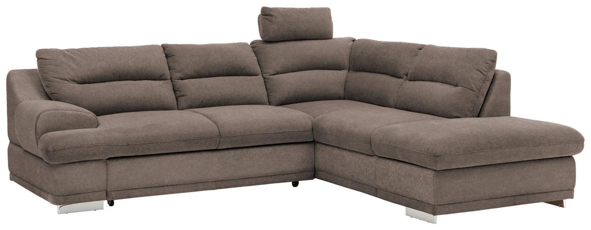 Ecksofa mit Schlaffunktion & Bettkasten Seaside Braun - Chromfarben/Braun, KONVENTIONELL, Textil (264/217cm) - MID.YOU