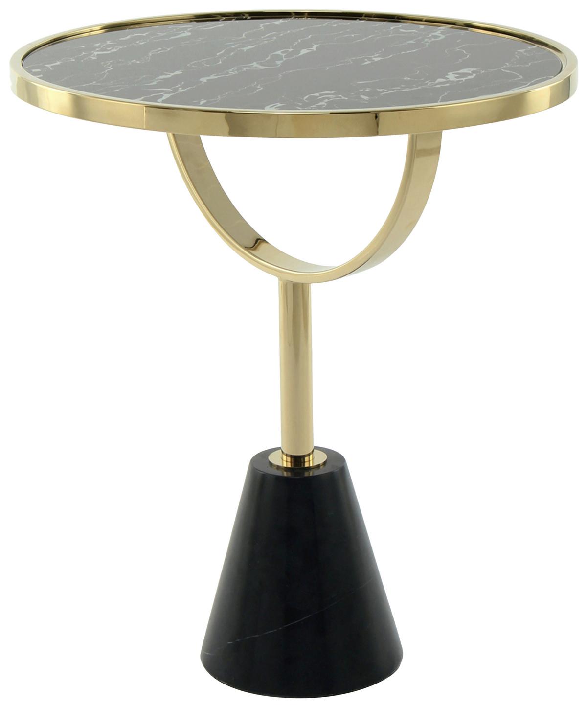 Beistelltisch Rocio 100 Schwarz - Design, Glas/Stein (46/54cm) - Kayoom