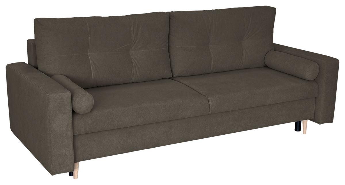 Schlafsofa Mit Bettkasten Torenta Grau B: 220 Cm - Schwarz/Naturfarben, Design, Textil (220/96/98cm) - MID.YOU