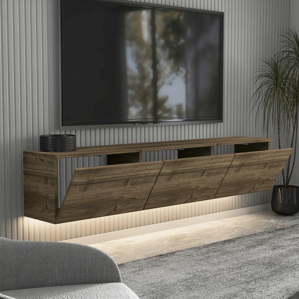 Lowboard Neon Walnussfarben B: 160 cm - Eichefarben/Walnussfarben, Design, Holzwerkstoff (160/35/32cm) - Livetastic