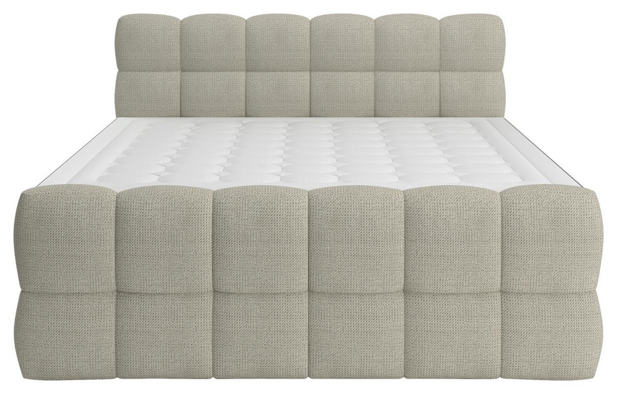 BOXSPRINGBETT inkl. Bettkasten 120x220 - Ecru/Schwarz, Trend, Holz/Holzwerkstoff (120/220cm) - Sembella