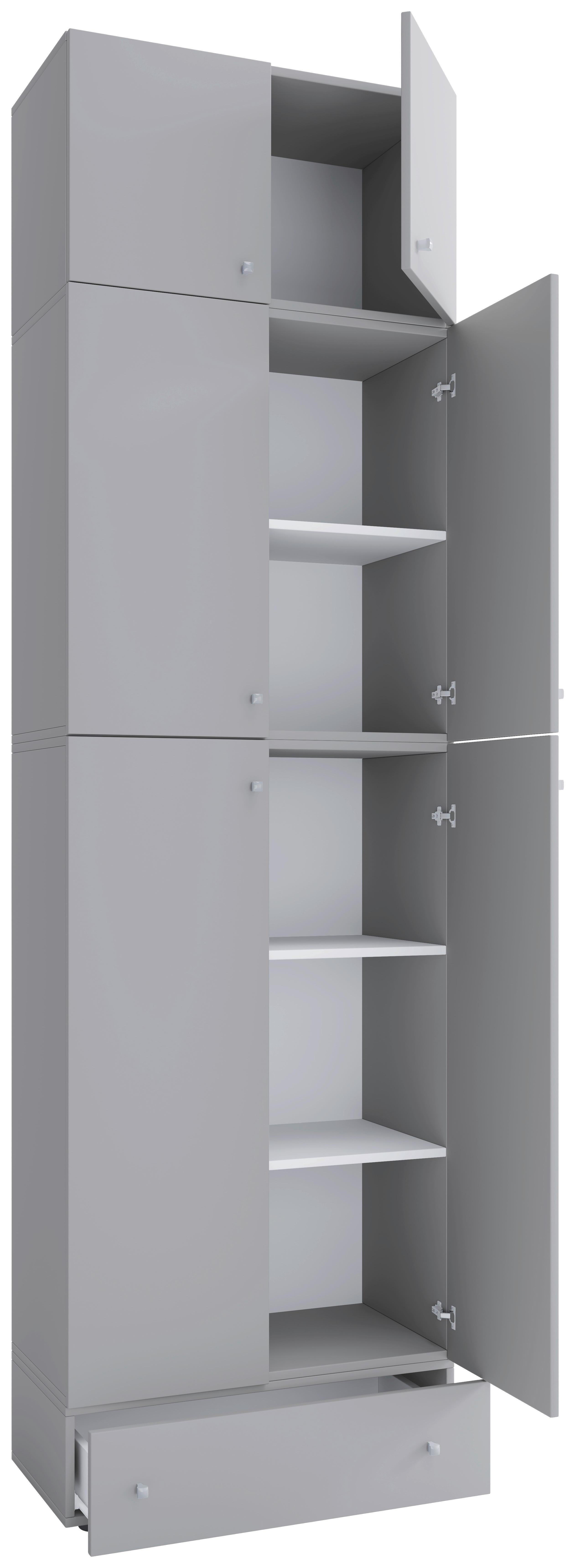 Schuhschrank Lona XXL Grau B: 70 cm - Schwarz/Grau, MODERN, Holzwerkstoff (70/240/39cm) - MID.YOU