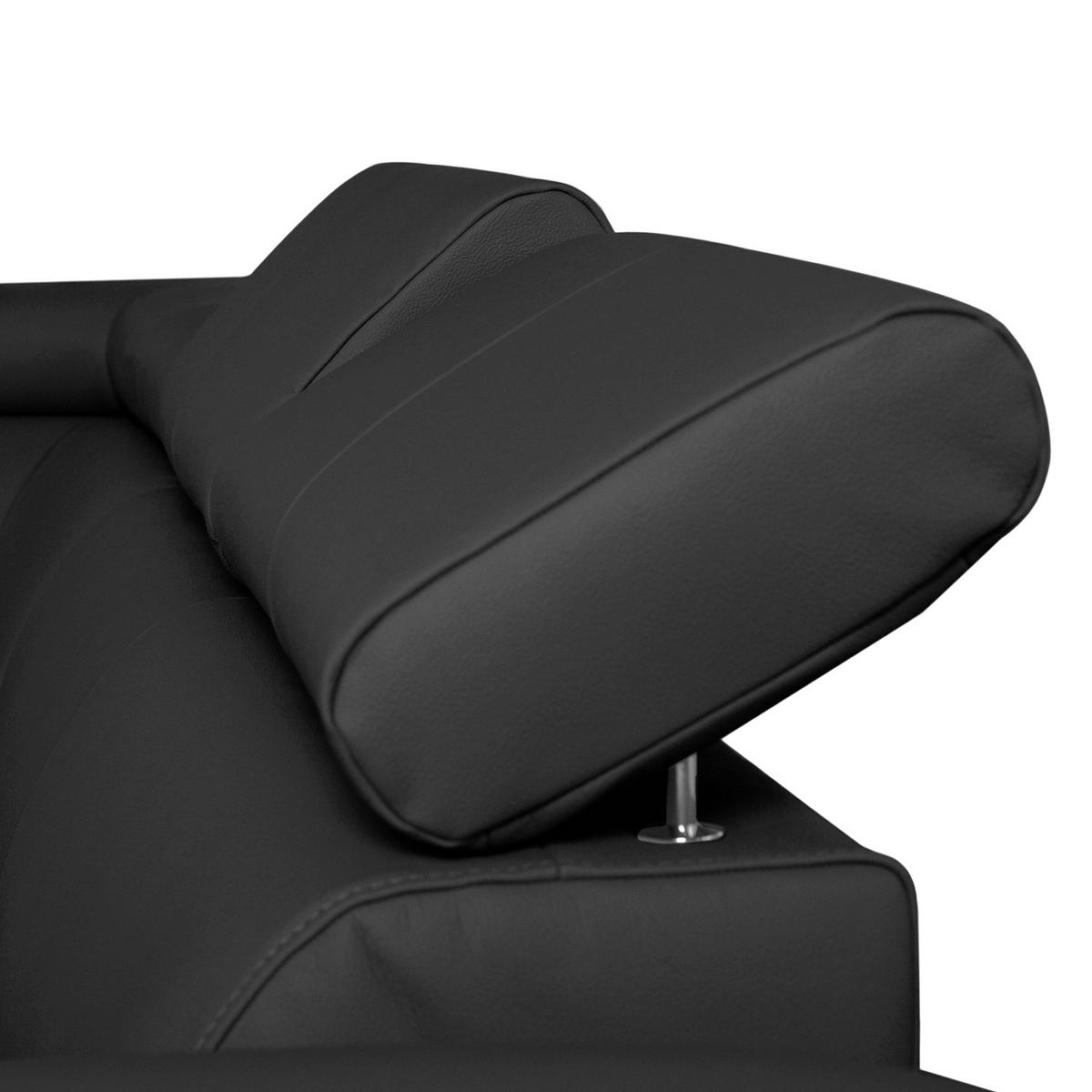 Ecksofa Lugano Teilleder Schwarz 208x248 - Chromfarben/Schwarz, Design, Leder/Textil (208/248cm) - Livetastic