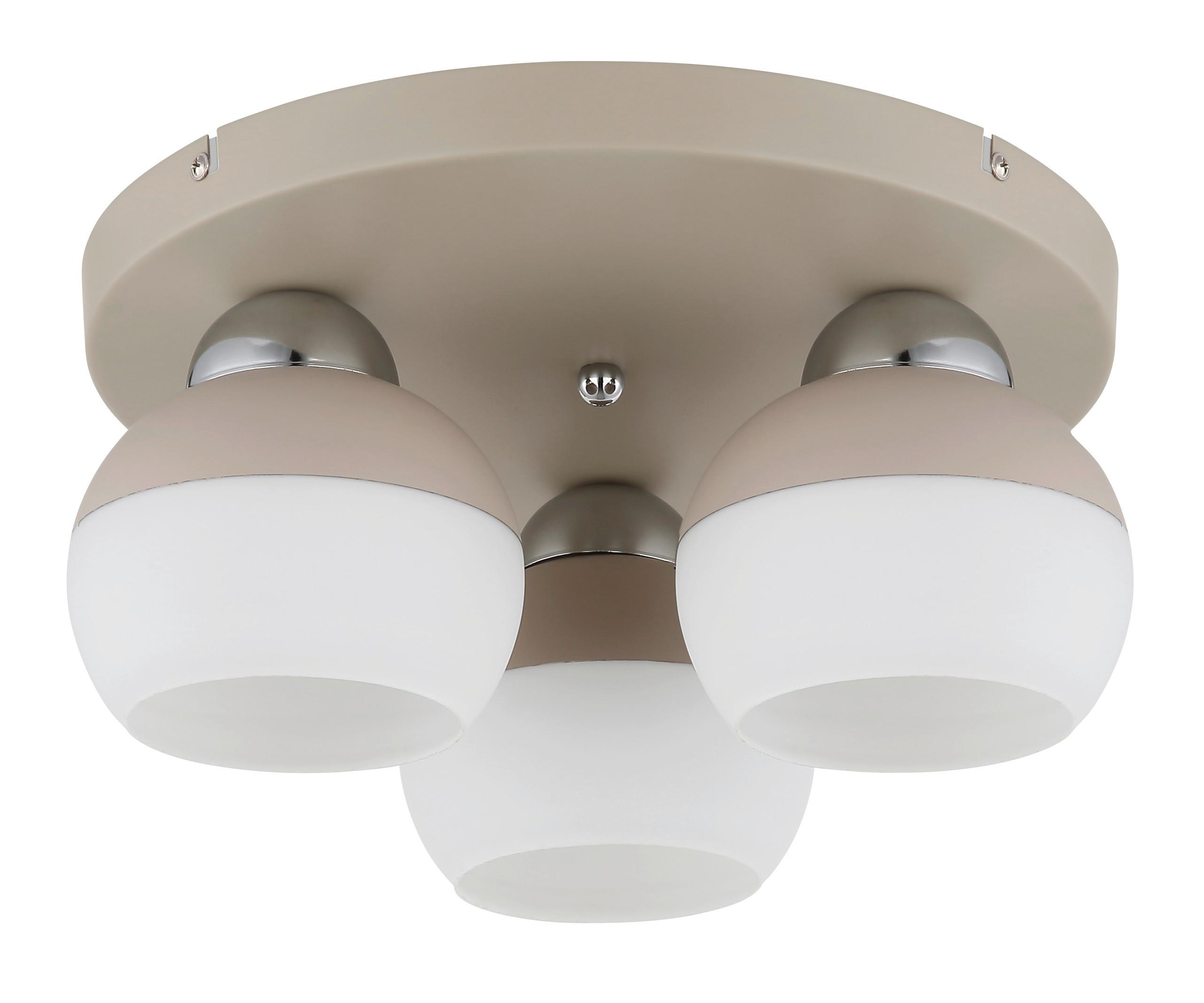 Deckenleuchte Exkl. 3xe27, 60w - Sandfarben/Opal, Design, Glas/Metall (31/15cm) - Globo