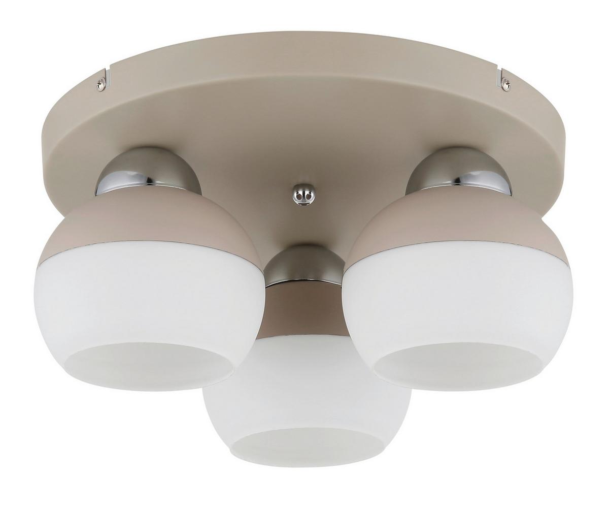 Deckenleuchte Exkl. 3xe27, 60w - Sandfarben/Opal, Design, Glas/Metall (31/15cm) - Globo