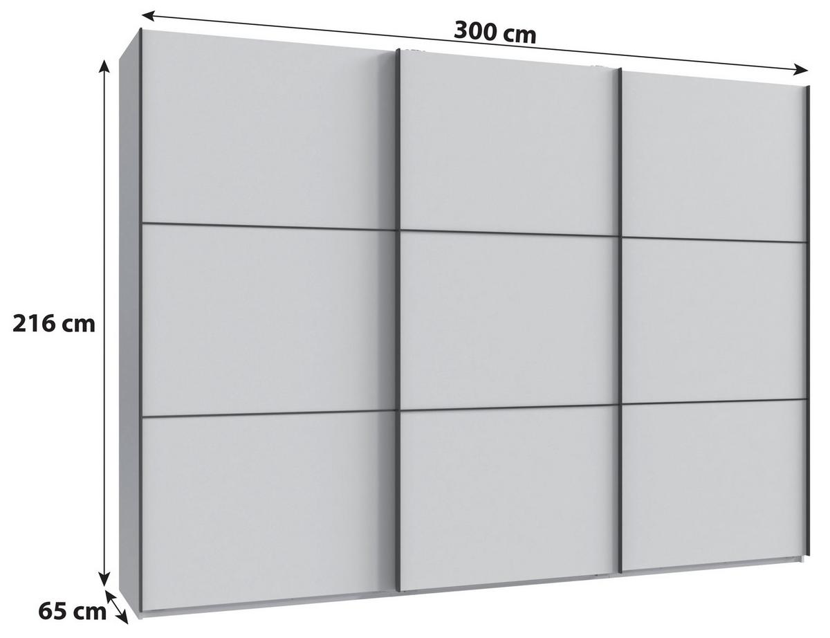 Schwebetürenschrank Indian A weiß Dekor, B: 300cm - Schwarz/Weiß, KONVENTIONELL, Holzwerkstoff (300/216/65cm)