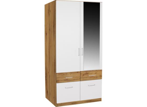 Kleiderschrank Aalen Extra B:91cm Weiß/ Wotan Eiche Dekor - Eichefarben/Weiß, KONVENTIONELL, Holzwerkstoff (91/197/54cm) Kleiderschrank Aalen Extra B:91cm Weiß/ Wotan Eiche Dekor - Eichefarben/Weiß, KONVENTIONELL, Holzwerkstoff (91/197/54cm)