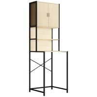 Waschmaschinenschrank Edino - Honigeiche/Schwarz, MODERN, Holzwerkstoff/Metall (64/189/48cm) - MID.YOU