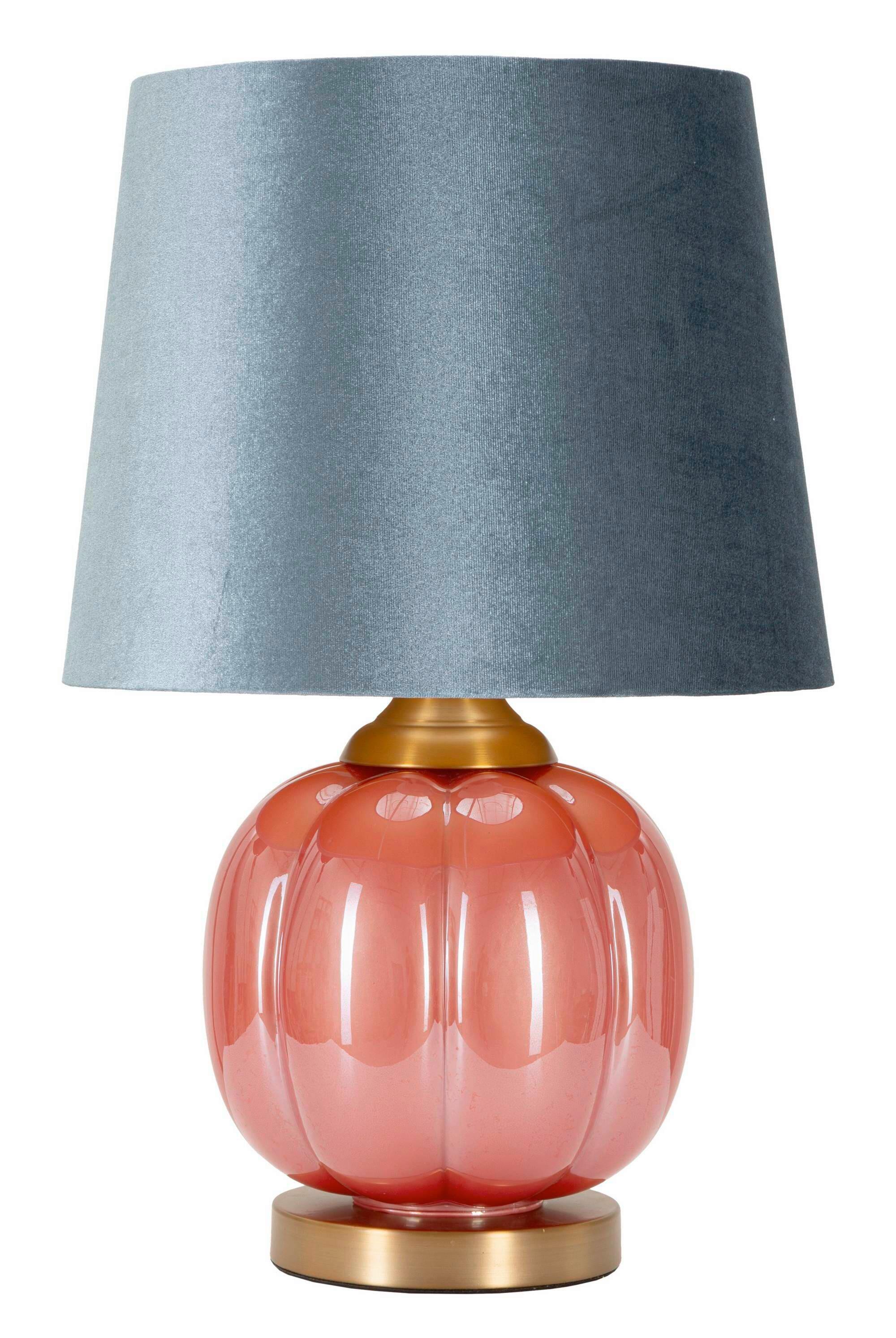 Tischleuchte Helene Ball Rot, Blau B: 32,5 cm - Blau/Rot, Basics, Glas/Textil (32,5/50/32,5cm)