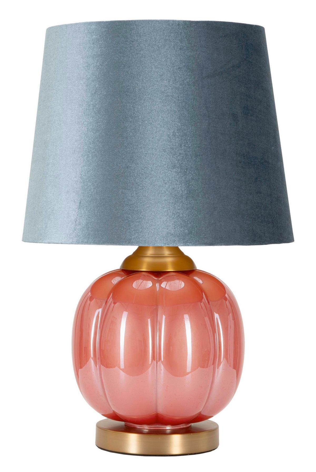 Tischleuchte Helene Ball Rot, Blau B: 32,5 cm - Blau/Rot, Basics, Glas/Textil (32,5/50/32,5cm)