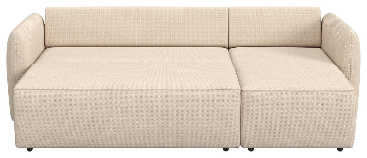 Ecksofa mit Bettfunktion Flow Microfaser natur, B: 239cm - Schwarz/Naturfarben, Trend, Textil (239/170cm) - MID.YOU