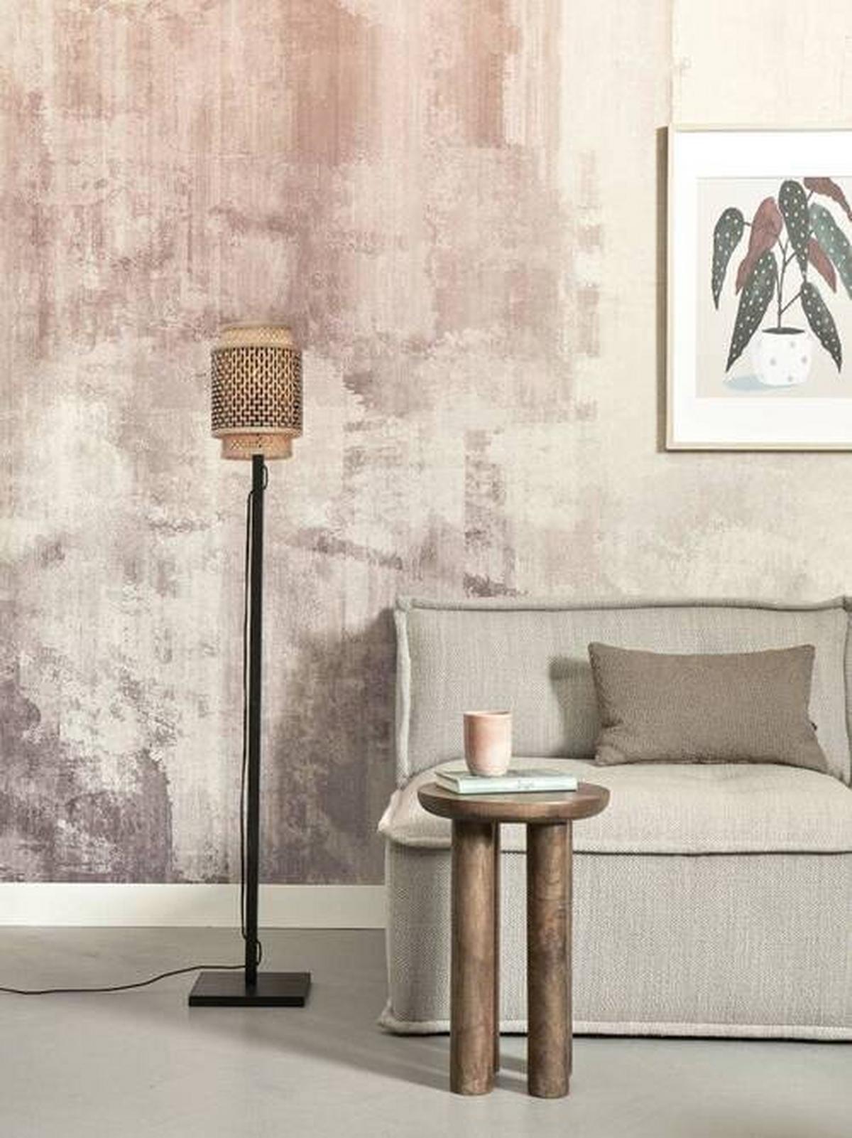 Stehleuchte Bhutan/fs/fj/b/1825/bn - Schwarz/Naturfarben, Trend, Holz (20/135cm) - Good & Mojo