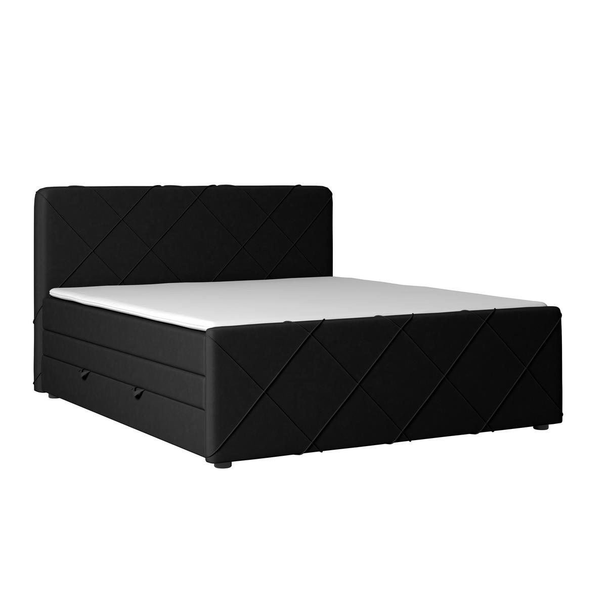 Boxspringbett mit Bettkasten Cordoba 180x200 cm Schwarz - Schwarz, MODERN, Holz/Textil (180/200cm) - MID.YOU