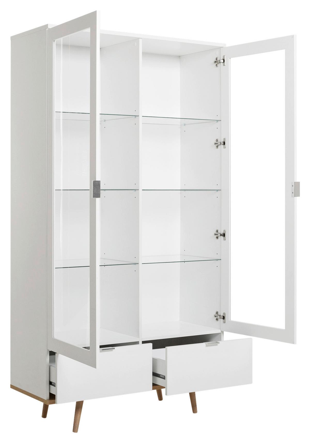 Vitrine Göteborg 54 - Eichefarben/Weiß, KONVENTIONELL, Glas/Holzwerkstoff (100/185/40cm) - MID.YOU