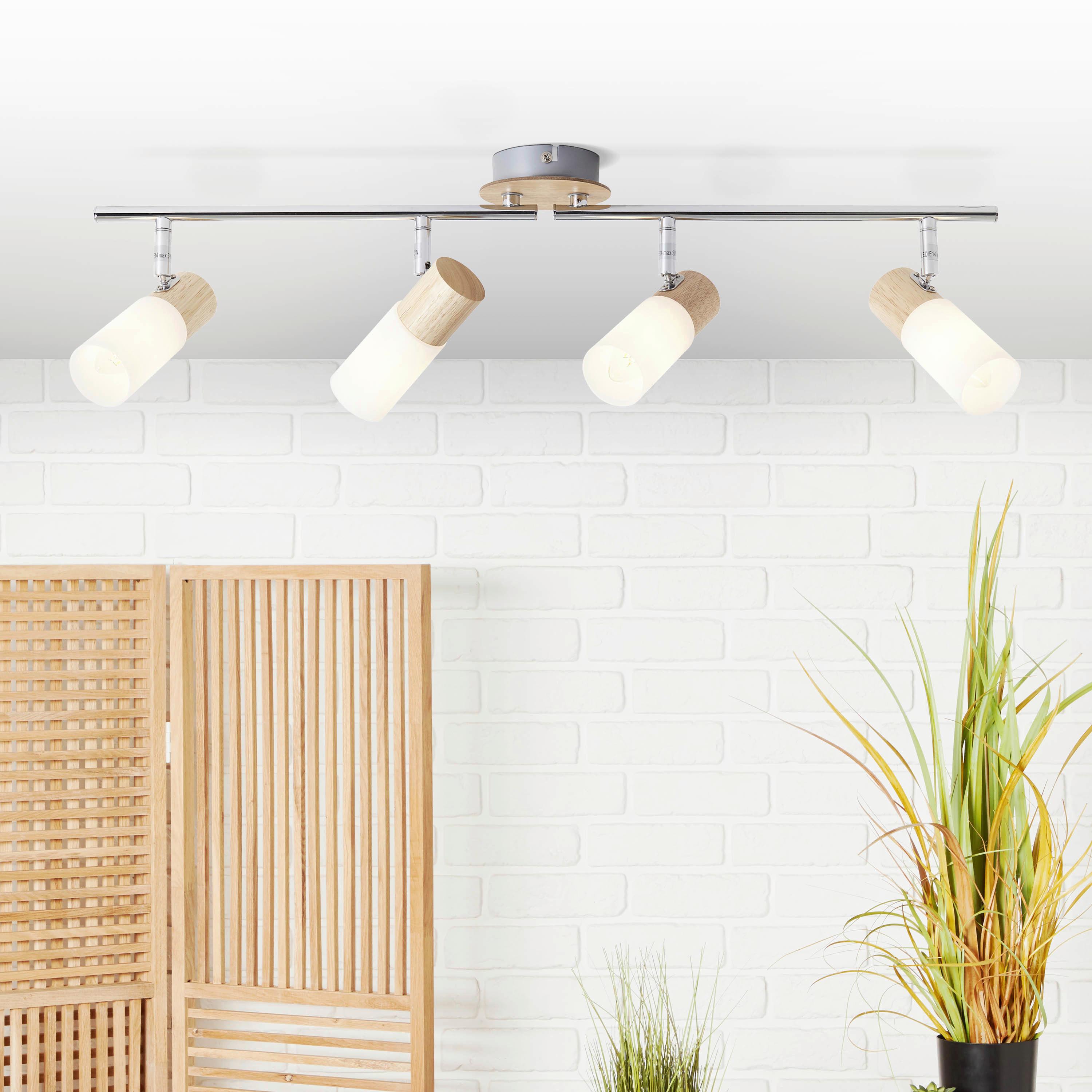 Deckenleuchte Babsan L: 68 cm 4-Flamming - Weiß, KONVENTIONELL, Holz/Kunststoff (68/11,5/18cm) - Brilliant