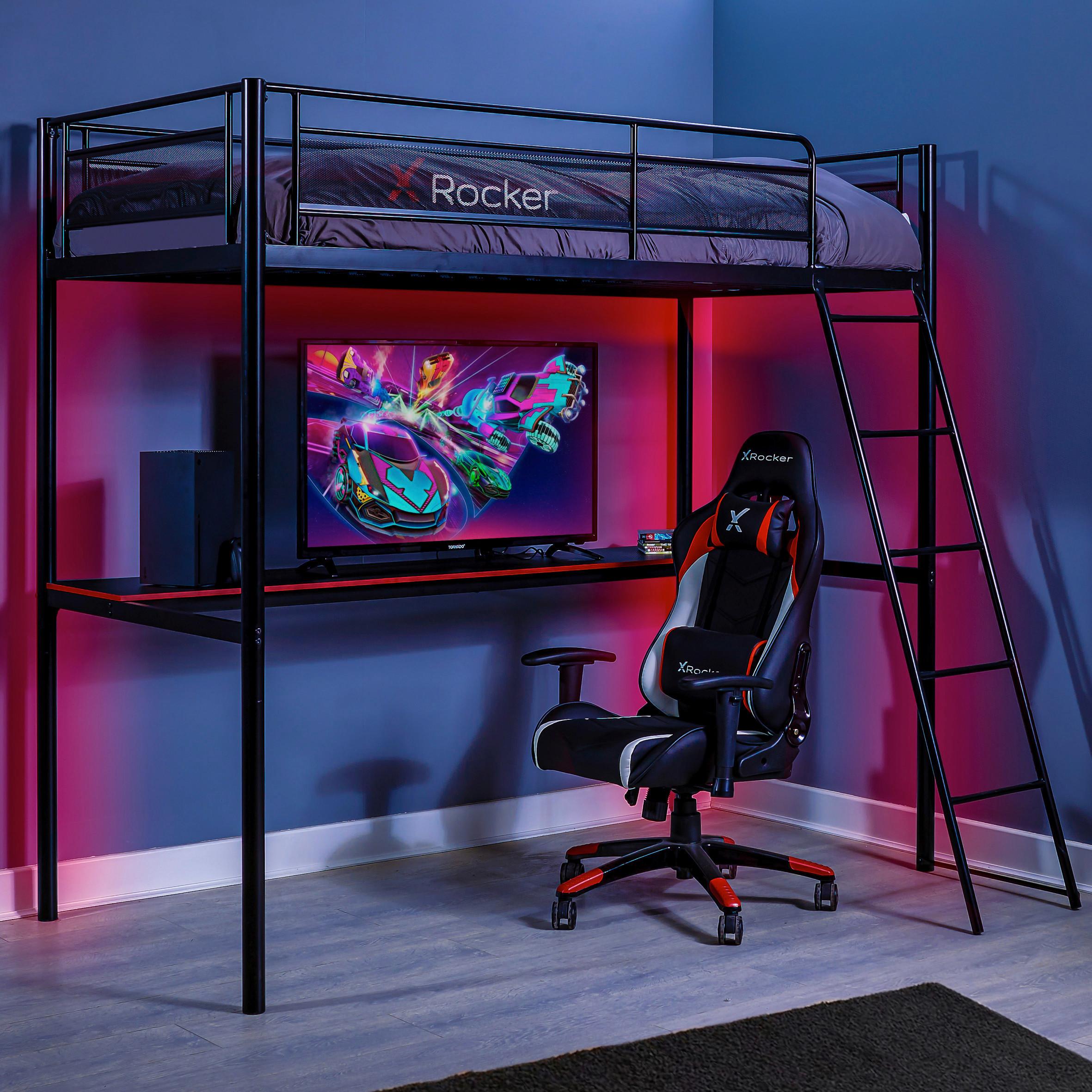 Hochbett Hq High Sleeper Gaming 90x190 cm Schwarz - Schwarz, MODERN, Metall (90/190cm) - X Rocker