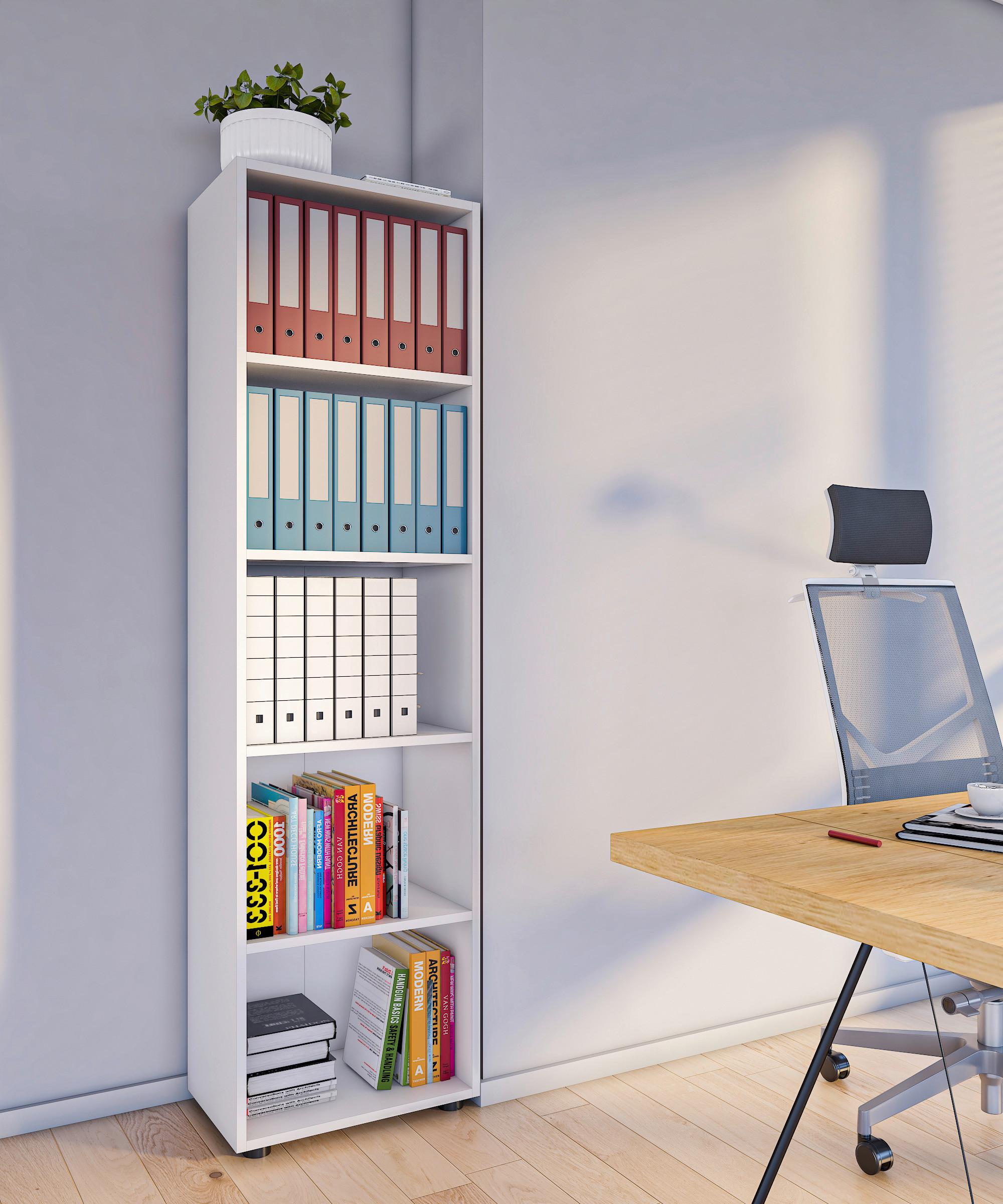Regál Ulas š: 49 cm, biely - čierna/biela, Modern, kompozitné drevo/plast (49/178/32cm) - MID.YOU