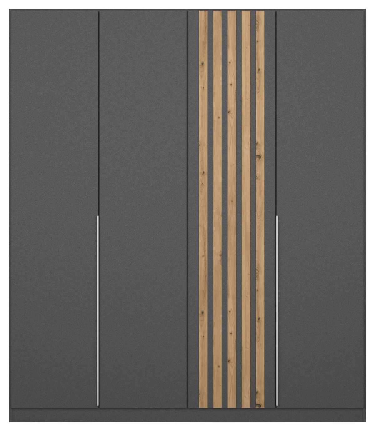 Drehtürenschrank 181 Cm Lamella Grau/eiche Dekor - Eiche Artisan/Grau, MODERN, Holzwerkstoff (181/210/54cm) - Rauch Möbel