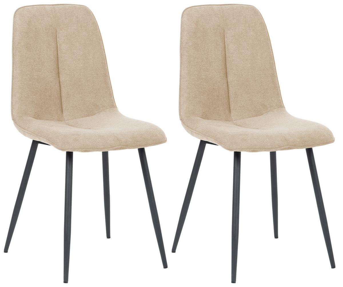 Stuhl-Set 2er Lago Beige Lago - Beige/Schwarz, MODERN, Holz/Textil (47/87/58cm) - P & B