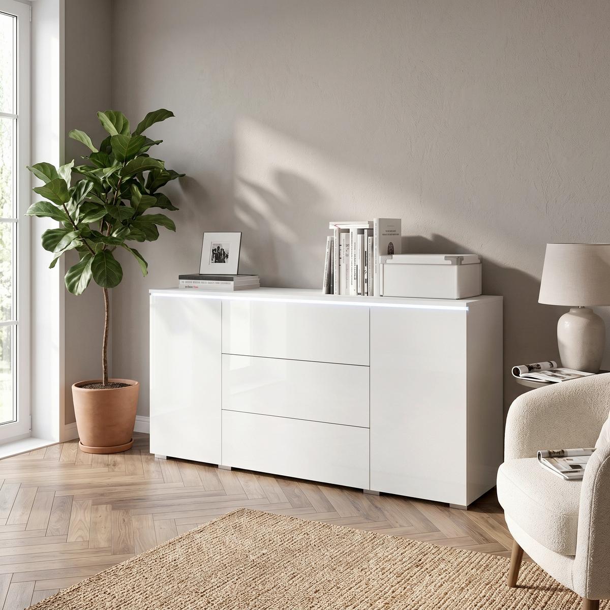 Široká komoda VERA biela VL - sivá/biela, Lifestyle, kompozitné drevo/plast (150/67,9/39,5cm) - P & B