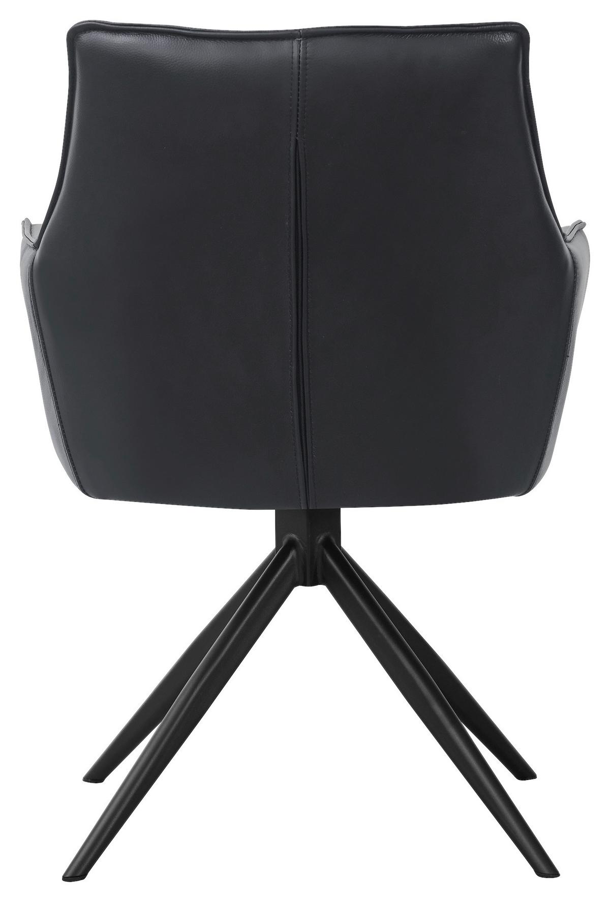 Armlehnstuhl Adriana Echleder schwarz, B: 57cm - Schwarz, MODERN, Leder/Holz (57/87/62cm)
