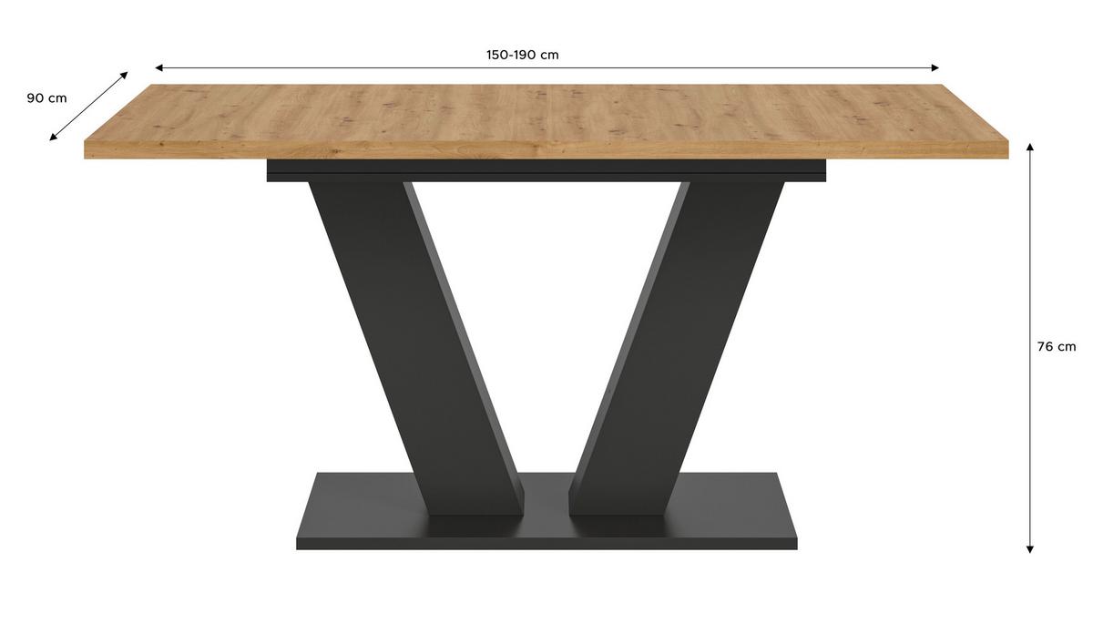 Ausziehtisch Marlon 150 Az 150-190x90x75 cm Artisan Grau - Trend, Holzwerkstoff (150-190/90/75cm) - MID.YOU