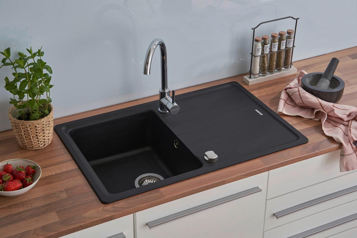 Spüle Respekta Stein Bxt: 78x50 cm - Schwarz, Trend, Stein (78/18,5/50cm) - Respekta