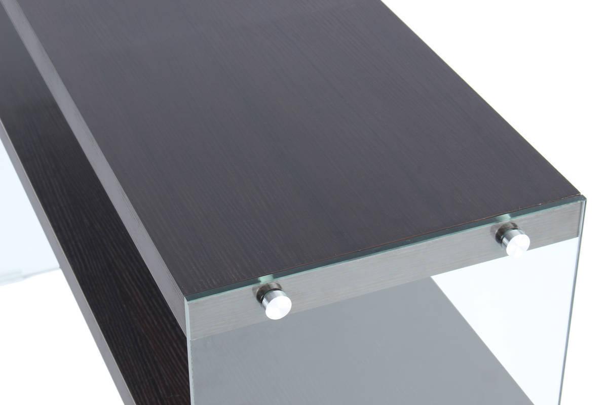 Beistelltisch mit Ablage Elementary Dunkelbraun - Klar/Dunkelbraun, Basics, Glas/Holzwerkstoff (32/110/75cm) - Kayoom
