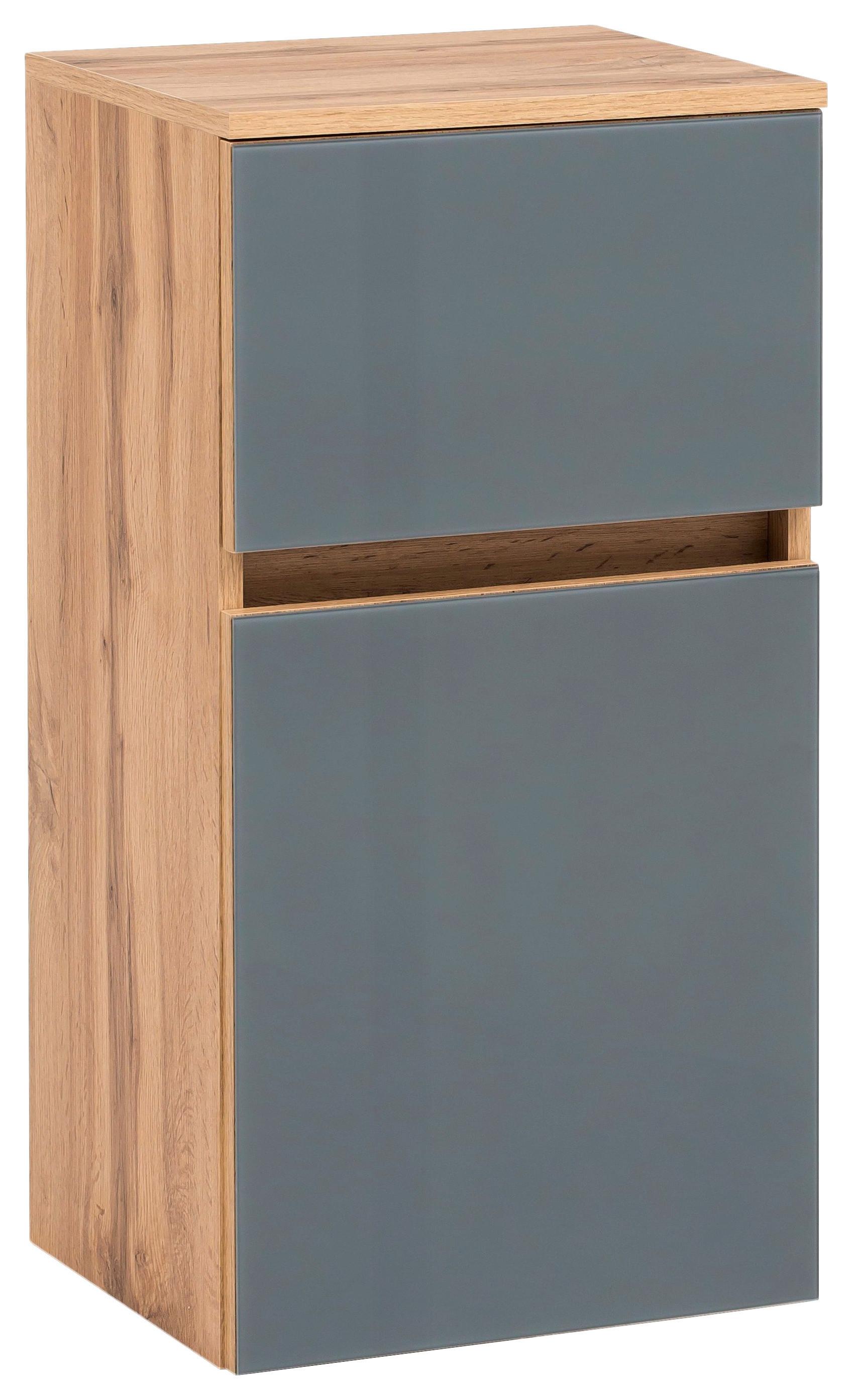 Unterschrank Grifflos Helsinki B: 40cm Grau/eiche Dekor - Eichefarben/Silberfarben, KONVENTIONELL, Glas/Holzwerkstoff (40/79/35cm) - Held