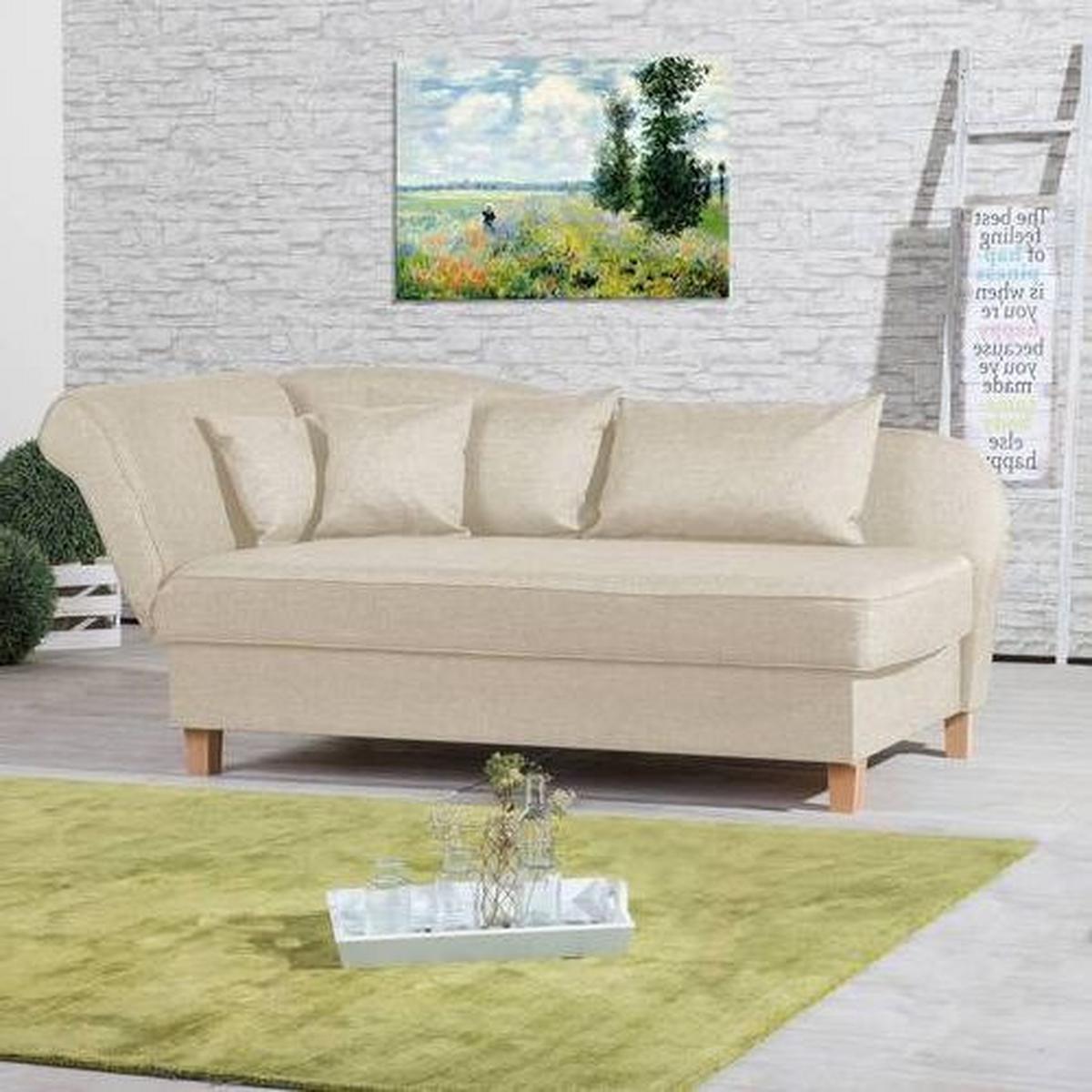 Récamiere Selma in Beige B: 190 cm - Beige/Buchefarben, Design, Textil (190/82/88cm) - Max Winzer
