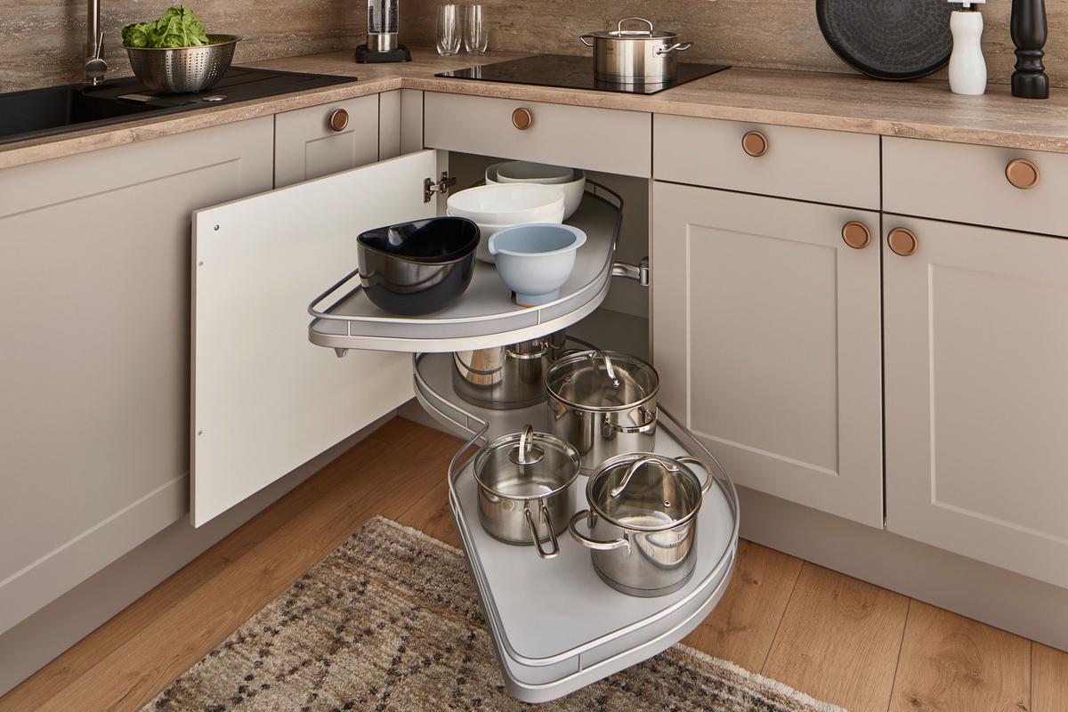 Eckküche Ip 4250 - Hellgrau/Braun, ROMANTIK / LANDHAUS, Holzwerkstoff (276,6/215cm) - Impuls