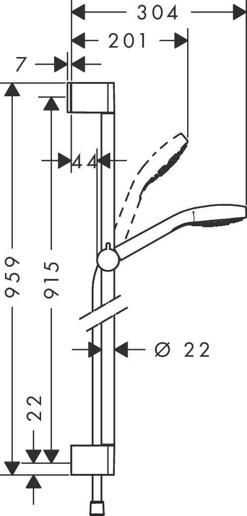 Brausegarnitur Hansgrohe Weiß/ Chromfarben 3-Fach verstellbar - Chromfarben/Weiß, Basics (12,8/95,9/23,5cm) - Hansgrohe