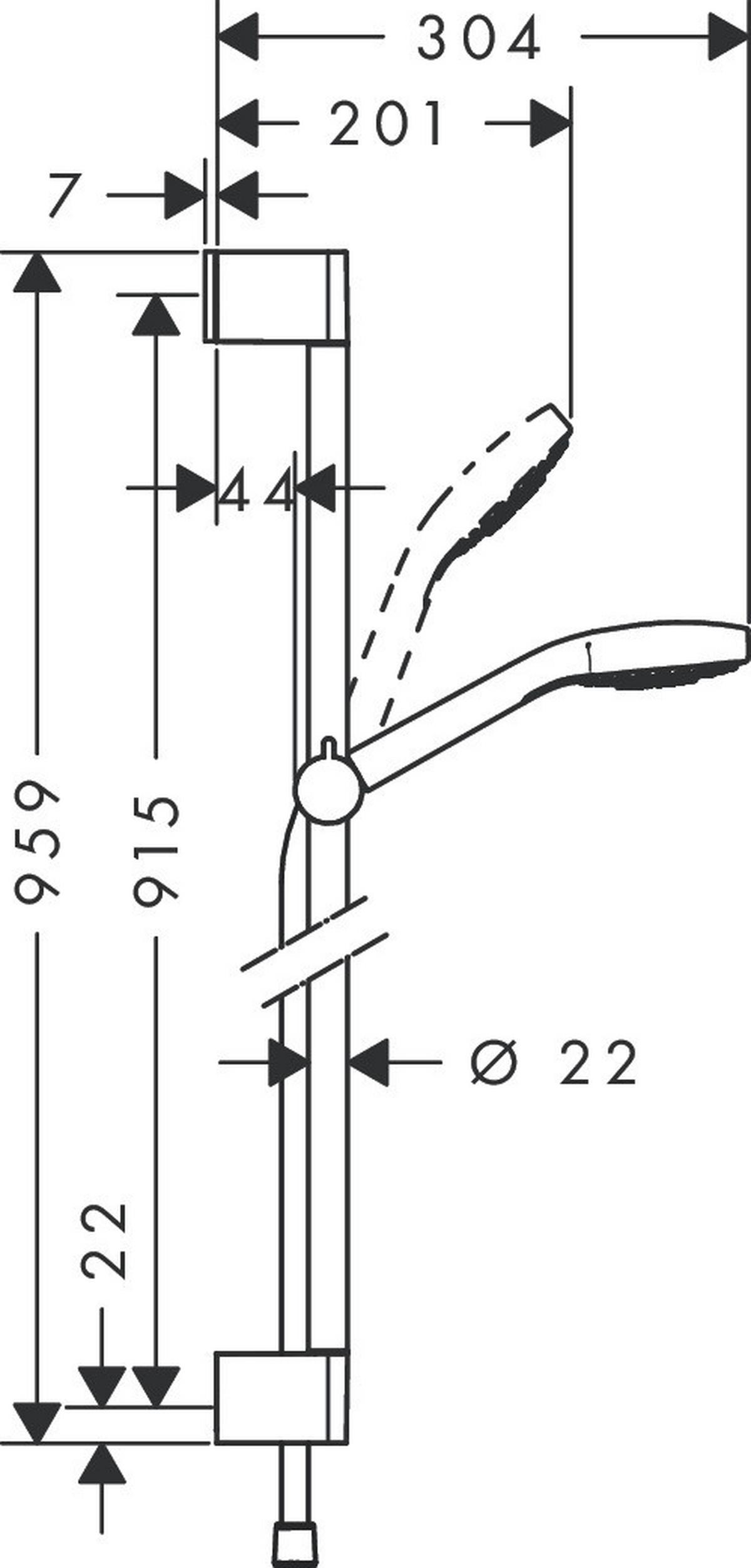 Brausegarnitur Hansgrohe Weiß/ Chromfarben 3-Fach Verstellbar - Chromfarben/Weiß, Basics (12,8/95,9/23,5cm) - Hansgrohe
