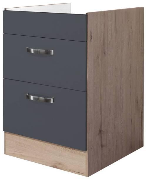 Küchenunterschrank Shadow B: 60 cm Grau ohne Arbeitsplatte - Dunkelgrau/Eiche San Remo, MODERN, Holzwerkstoff (60/82/57cm)