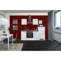 Küchenzeile Alba Mit Geräten 220 Cm Weiß/schiefer - Schieferfarben/Weiß Hochglanz, MODERN, Holzwerkstoff (220/200/60cm)