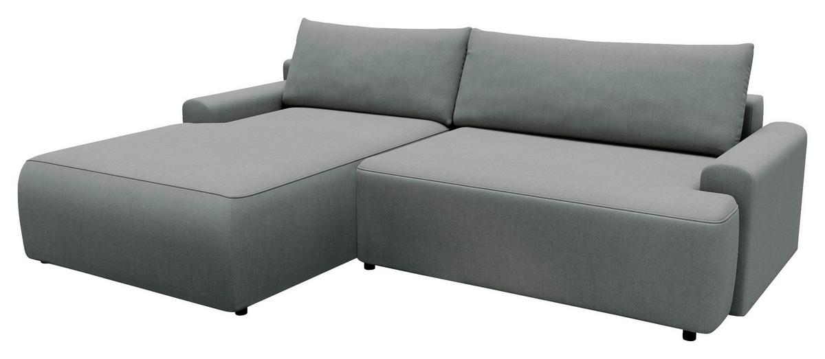Eckschlafsofa Prag, Grau S: 167x253 cm - Schwarz/Grau, MODERN, Textil (167/253cm) - Trendmanufaktur